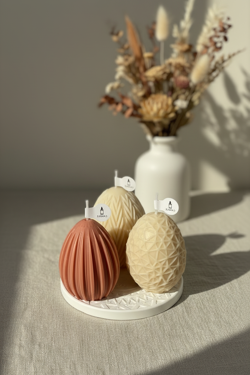 Terra Egg – 3’lü Dekoratif Soya Mum Seti