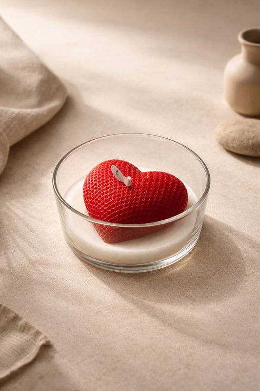 Vanilya Kokulu Kalp Soya Mum – Cam Kase